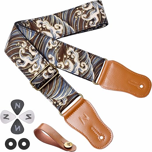 Acoustic guitar strap 41 inch electric guitar folk style cotton woven heat transfer classic crossbody shoulder strap