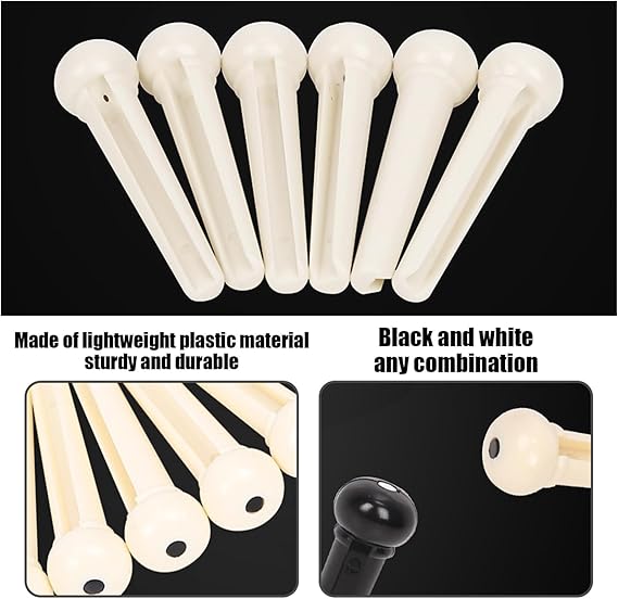 12pcs Acoustic Guitar Bridge Pins, Guitar String Pins Pegs With Bridge Pin Puller Remover and Guitar Bridge Saddle Nut, Acoustic Guitar Replacement Parts and Accessories