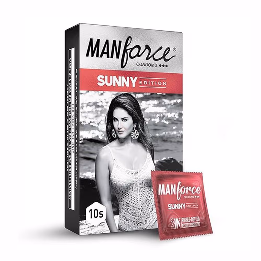 Manforce Sunny Edition Ribbed & Dotted Condoms - 10pcs Pack