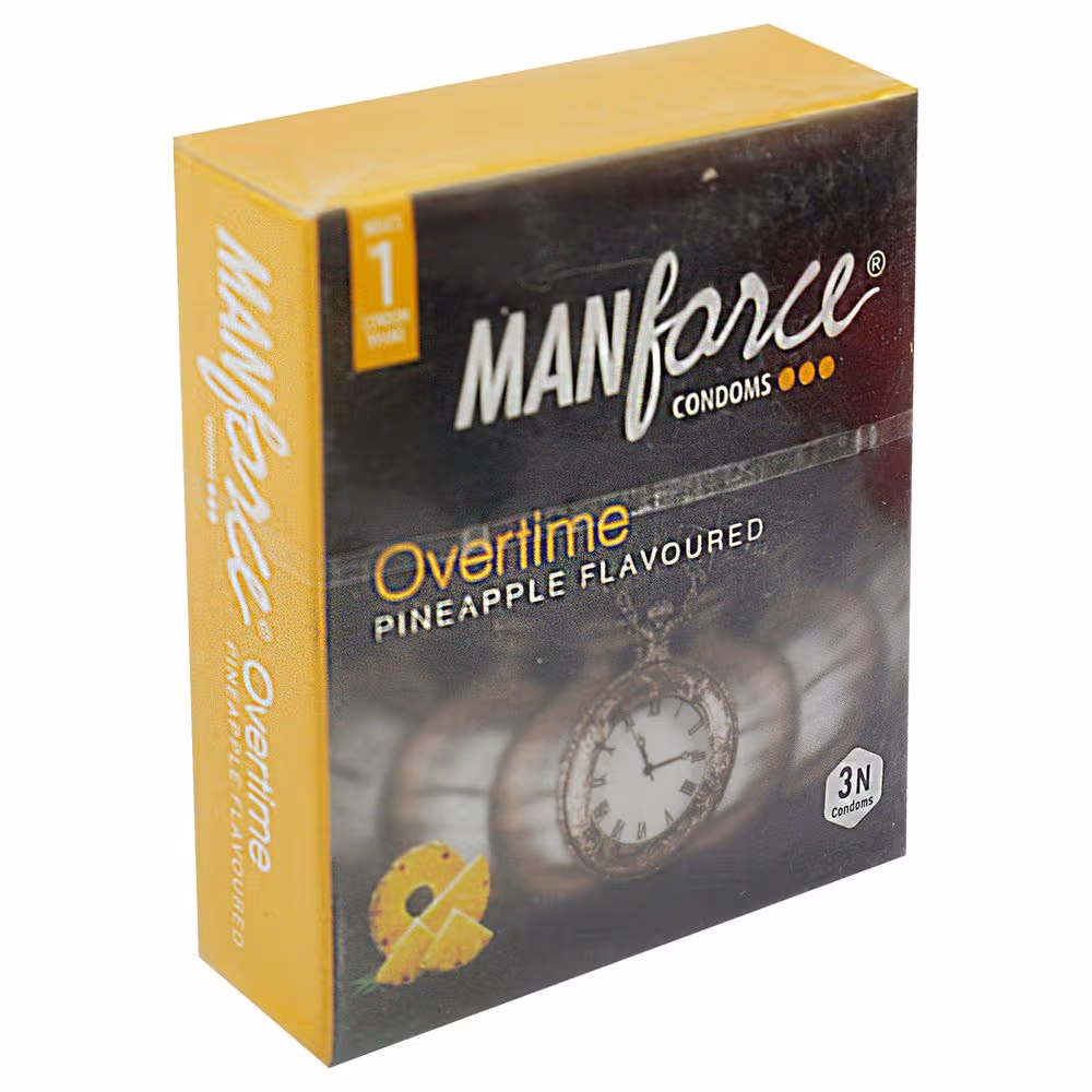 Manforce Overtime Pineapple 3in1 (Ribbed, Contour, Dotted) Condom - 3Pcs Pack