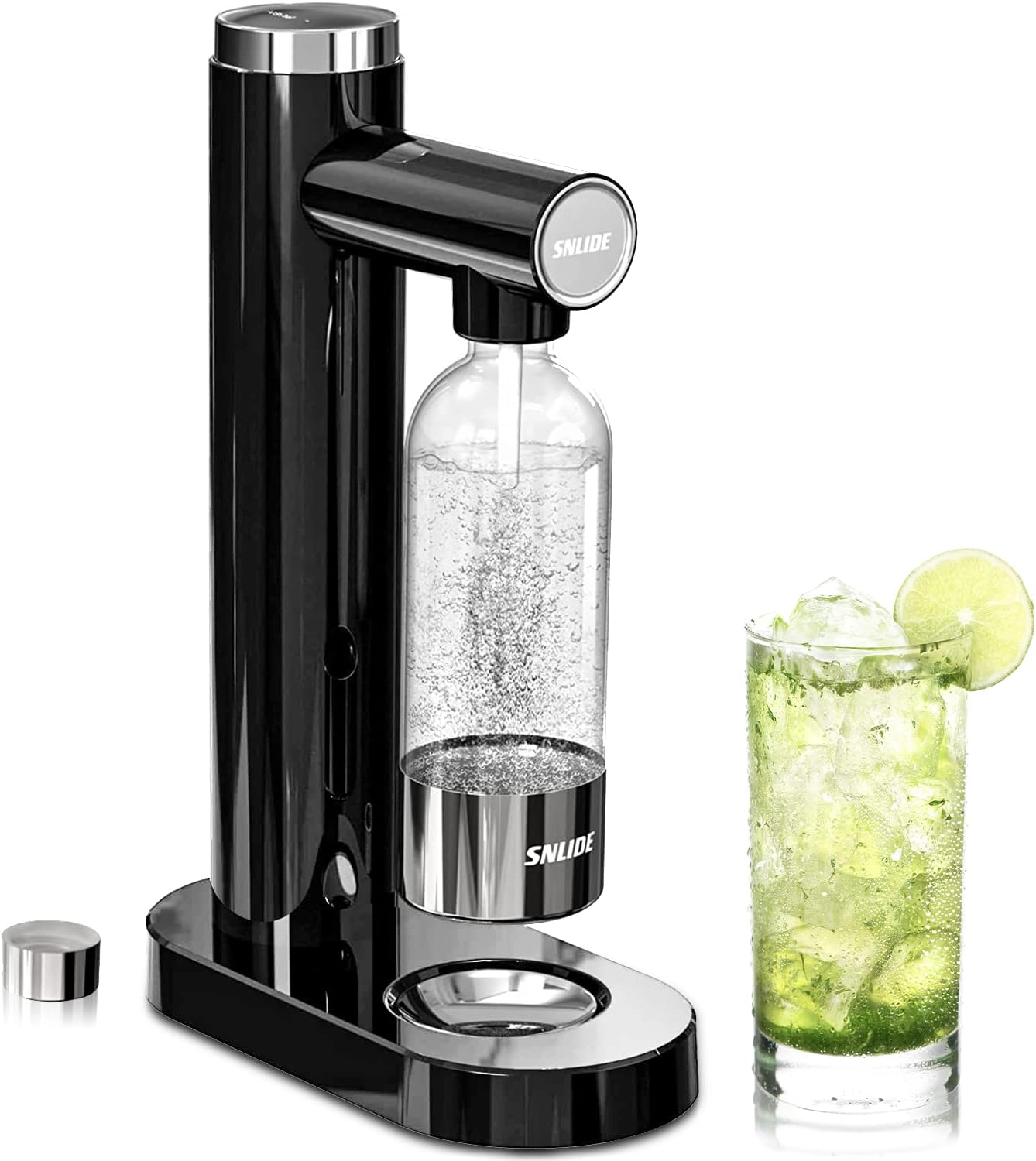 Soda Maker, Soda Water Machine with 1L BPA Free Pet Bottle & DIY Stickers, Easy to Operate, Sparkling Water Maker for Home, Compatible with Screw-in 60L CO2 Exchange Carbonator NOT Included